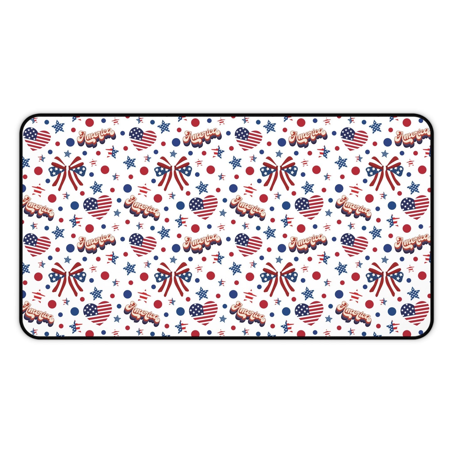 America's Sweetheart and Bows Desk Mat Fourth of July USA Computer Mat Red White and Blue Office Mat - Home Decor - Kristine Celestine