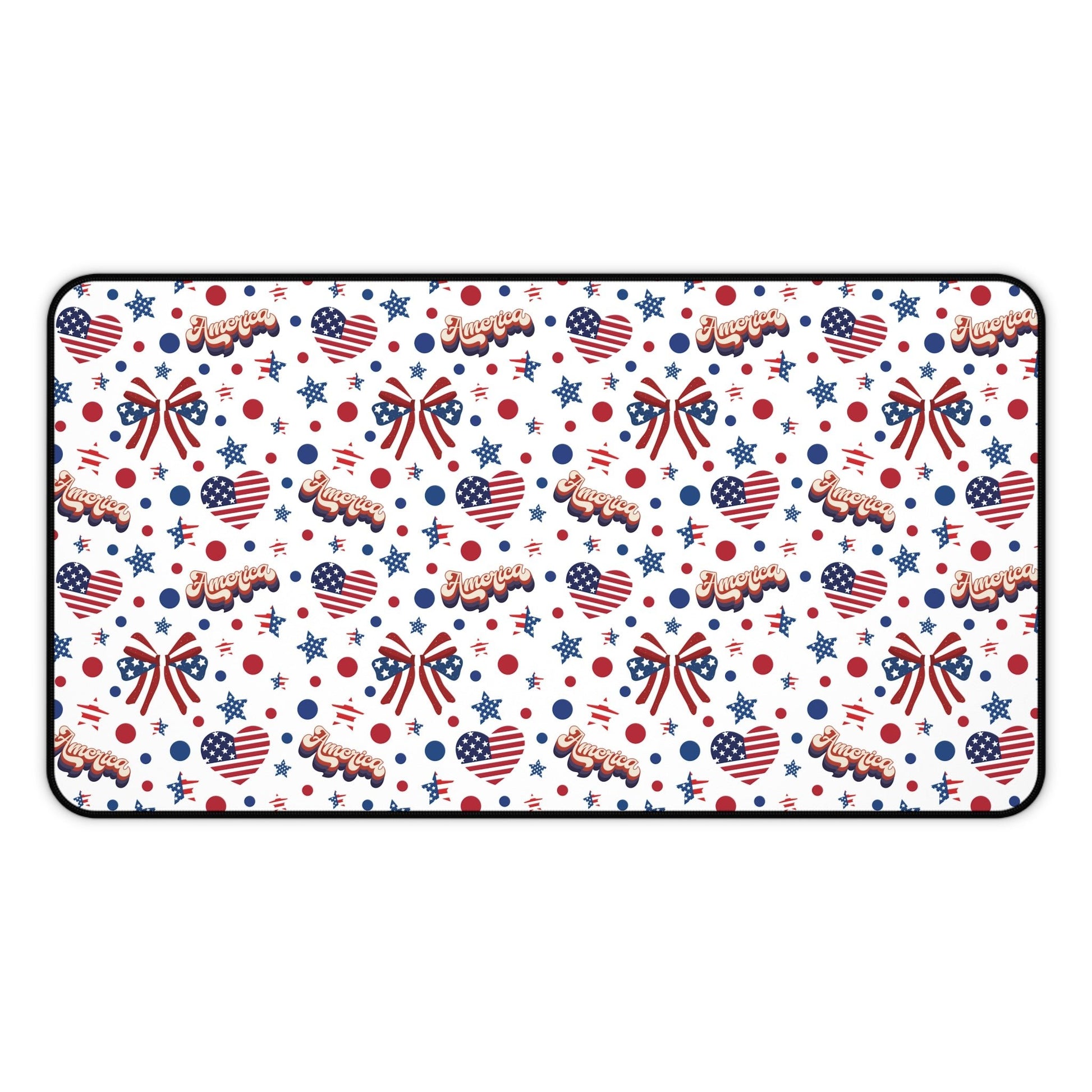 America's Sweetheart and Bows Desk Mat Fourth of July USA Computer Mat Red White and Blue Office Mat - Home Decor - Kristine Celestine