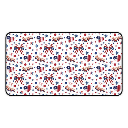 America's Sweetheart and Bows Desk Mat Fourth of July USA Computer Mat Red White and Blue Office Mat - Home Decor - Kristine Celestine