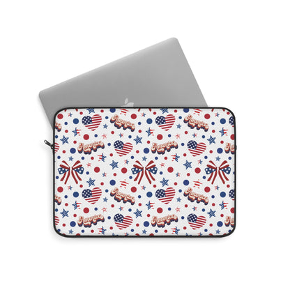 America's Sweetheart and Bows Laptop Sleeve Cute USA Themed Laptop Pouch 4th of July Summer Laptop Bag Laptop Case Spring Laptop Protector Cute Tablet Sleeve Pretty Tablet Case Adorable Tablet Pouch - Laptop Sleeve - Kristine Celestine