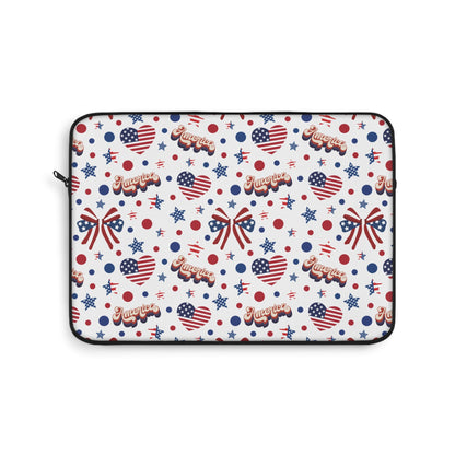 America's Sweetheart and Bows Laptop Sleeve Cute USA Themed Laptop Pouch 4th of July Summer Laptop Bag Laptop Case Spring Laptop Protector Cute Tablet Sleeve Pretty Tablet Case Adorable Tablet Pouch - Laptop Sleeve - Kristine Celestine