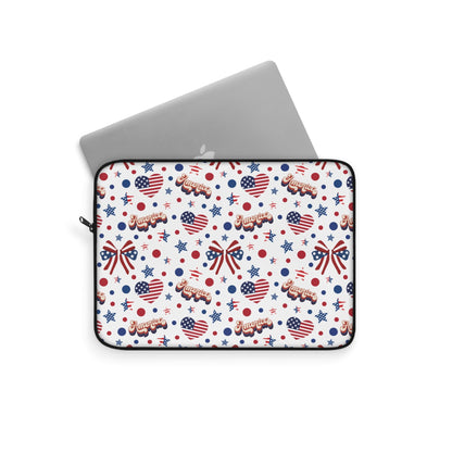 America's Sweetheart and Bows Laptop Sleeve Cute USA Themed Laptop Pouch 4th of July Summer Laptop Bag Laptop Case Spring Laptop Protector Cute Tablet Sleeve Pretty Tablet Case Adorable Tablet Pouch - Laptop Sleeve - Kristine Celestine