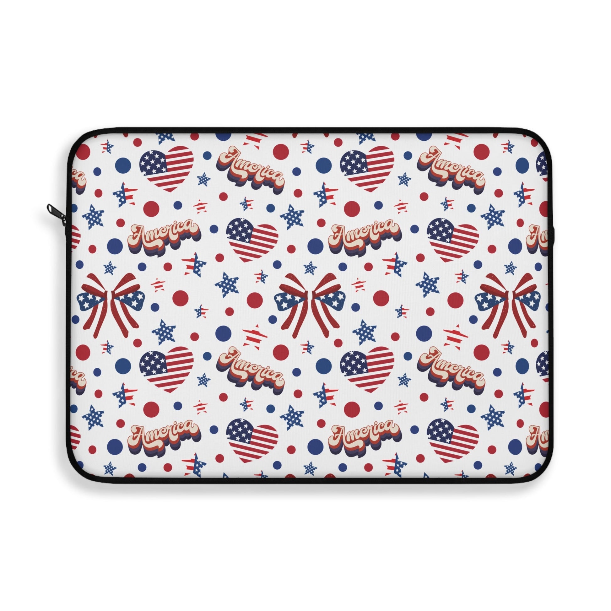 America's Sweetheart and Bows Laptop Sleeve Cute USA Themed Laptop Pouch 4th of July Summer Laptop Bag Laptop Case Spring Laptop Protector Cute Tablet Sleeve Pretty Tablet Case Adorable Tablet Pouch - Laptop Sleeve - Kristine Celestine