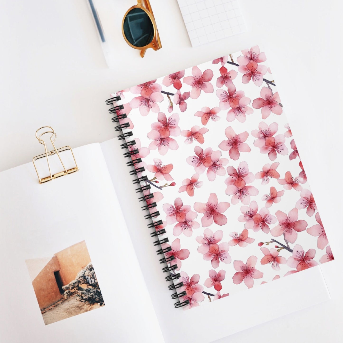 Baby Pink Flower Blossoms Spiral Notebook 6x8" (vQ) - Notebook - Kristine Celestine