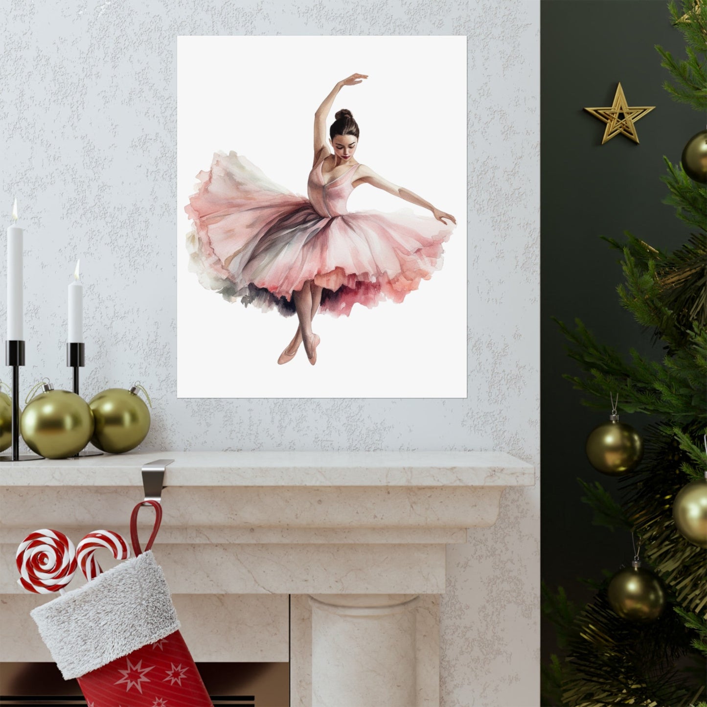 Dancer in a Pretty Pink Dress Wall Art Poster (A6) - Poster - Kristine Celestine