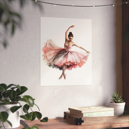 Dancer in a Pretty Pink Dress Wall Art Poster (A6) - Poster - Kristine Celestine