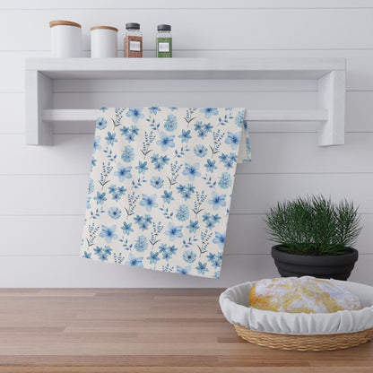 Snowy Blue Flowers Kitchen Towel - Kitchen Towel - Kristine Celestine