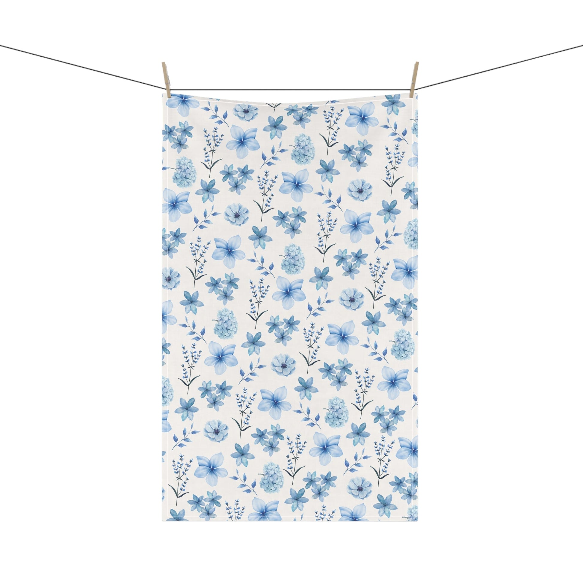 Snowy Blue Flowers Kitchen Towel - Kitchen Towel - Kristine Celestine