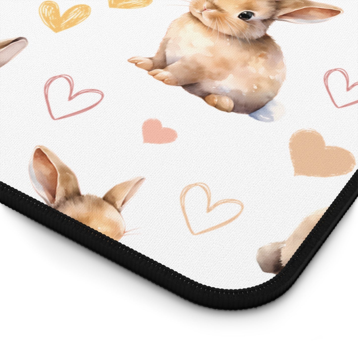 Bunny Love Desk Mat Cute Floral Rabbits Computer Mat Flower Crown Bunnies Office Mat - Home Decor - Kristine Celestine