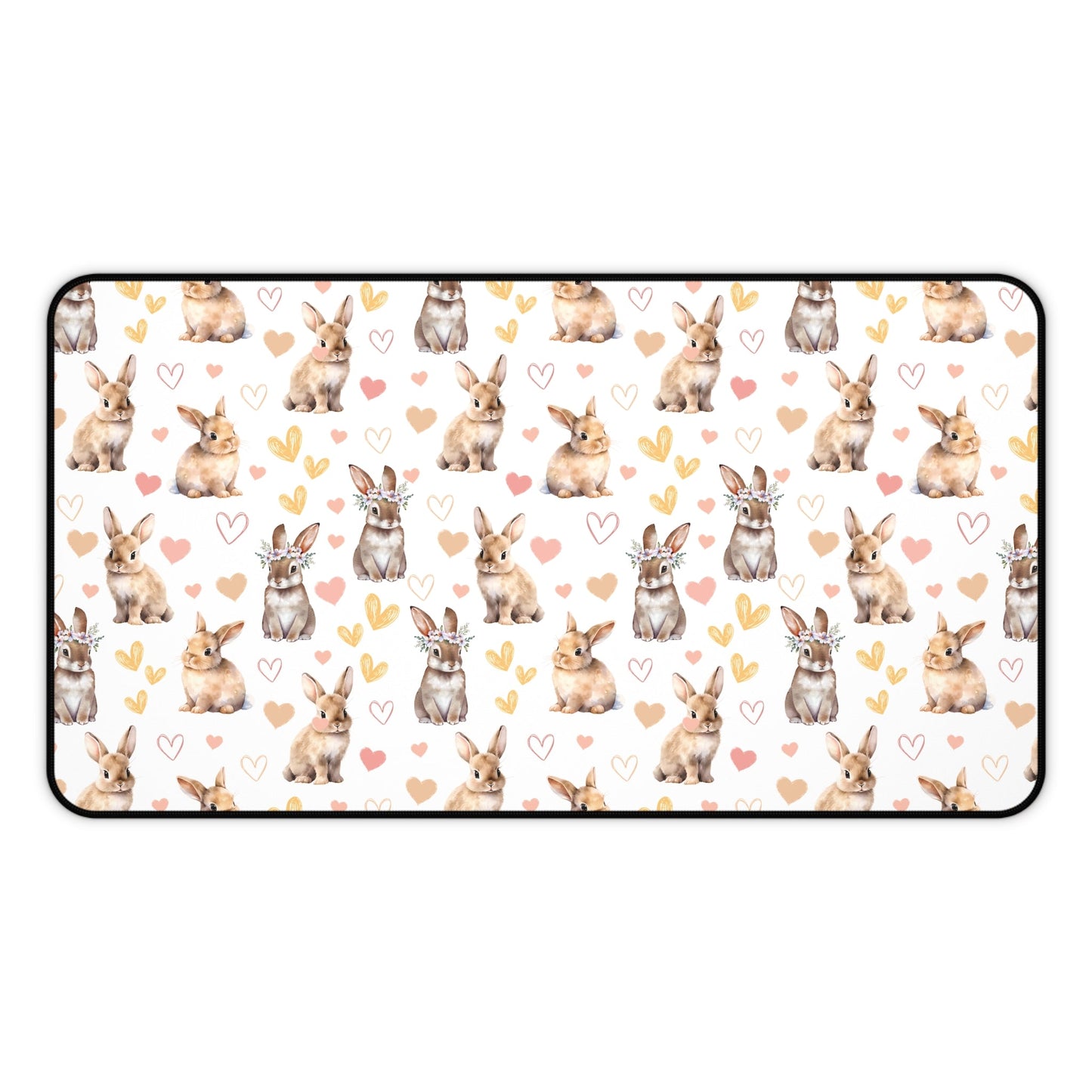 Bunny Love Desk Mat Cute Floral Rabbits Computer Mat Flower Crown Bunnies Office Mat - Home Decor - Kristine Celestine