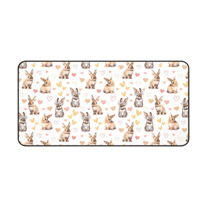 Bunny Love Desk Mat Cute Floral Rabbits Computer Mat Flower Crown Bunnies Office Mat - Home Decor - Kristine Celestine