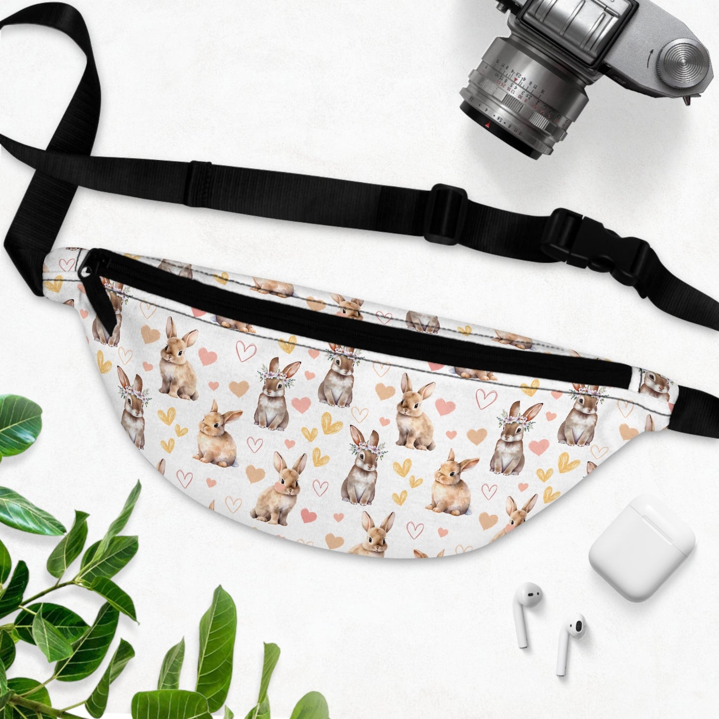 Bunny Love Fanny Pack Floral Rabbits Belt Bag Fun Fanny Bag Spring Bunnies Waist Pack Bum Bag - Bags - Kristine Celestine