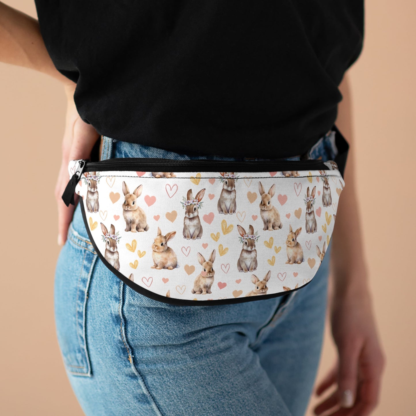 Bunny Love Fanny Pack Floral Rabbits Belt Bag Fun Fanny Bag Spring Bunnies Waist Pack Bum Bag - Bags - Kristine Celestine