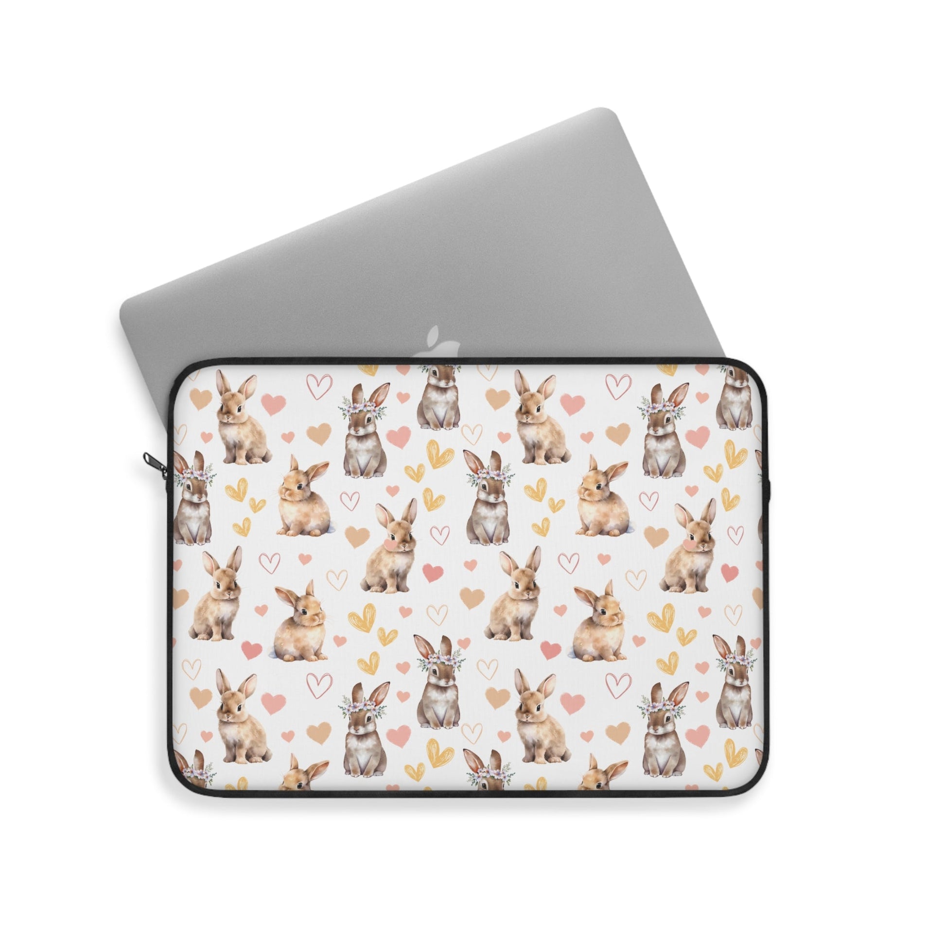 Bunny Love Laptop Sleeve Cute Floral Rabbits Laptop Pouch Summer Bunnies Laptop Bag Laptop Case Spring Animals Laptop Protector Cute Tablet Sleeve Pretty Tablet Case Adorable Tablet Pouch - Laptop Sleeve - Kristine Celestine