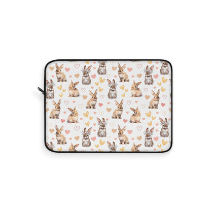 Bunny Love Laptop Sleeve Cute Floral Rabbits Laptop Pouch Summer Bunnies Laptop Bag Laptop Case Spring Animals Laptop Protector Cute Tablet Sleeve Pretty Tablet Case Adorable Tablet Pouch - Laptop Sleeve - Kristine Celestine