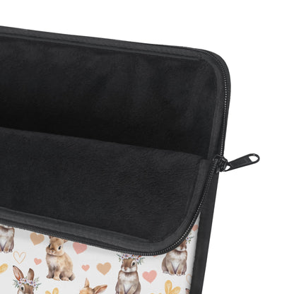 Bunny Love Laptop Sleeve Cute Floral Rabbits Laptop Pouch Summer Bunnies Laptop Bag Laptop Case Spring Animals Laptop Protector Cute Tablet Sleeve Pretty Tablet Case Adorable Tablet Pouch - Laptop Sleeve - Kristine Celestine