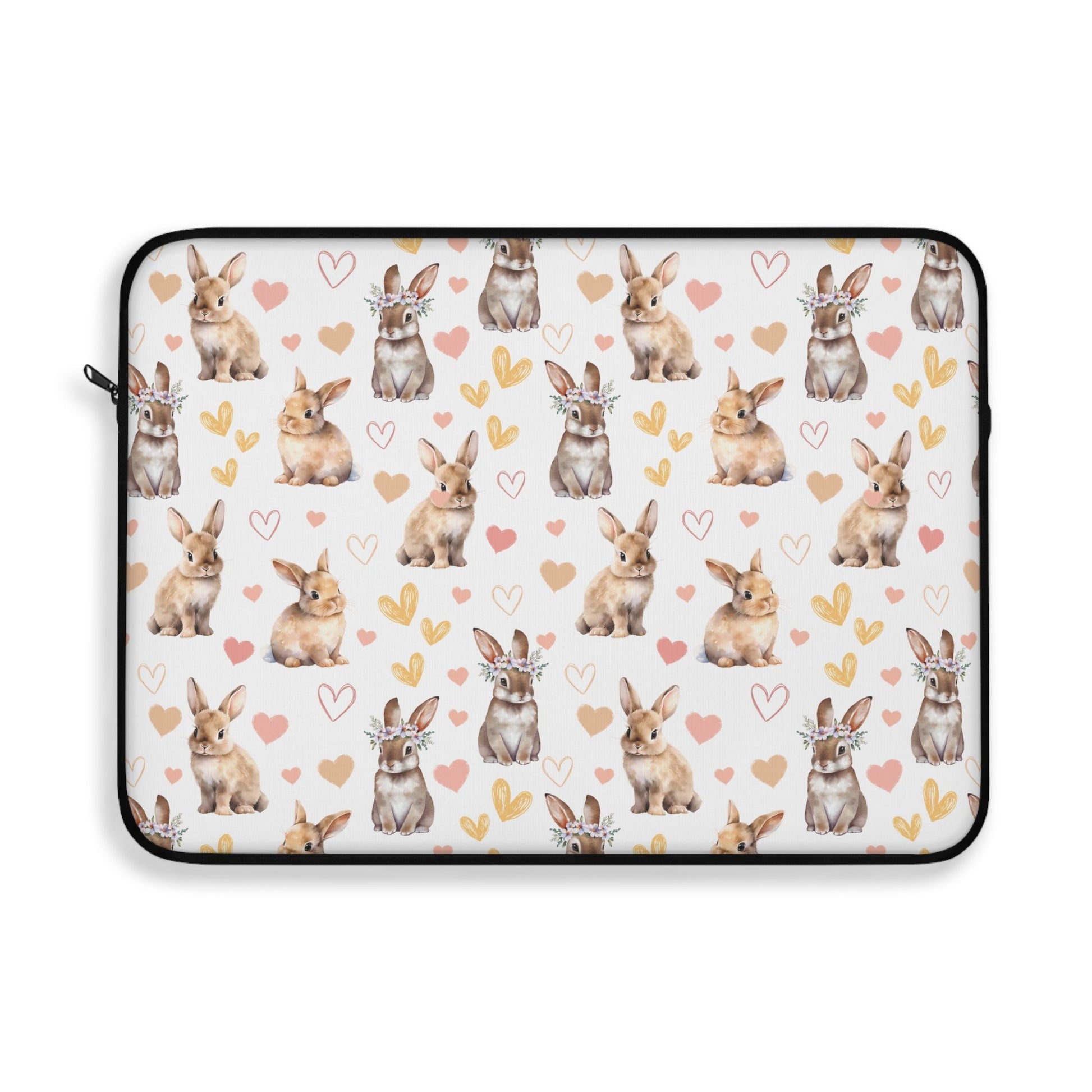 Bunny Love Laptop Sleeve Cute Floral Rabbits Laptop Pouch Summer Bunnies Laptop Bag Laptop Case Spring Animals Laptop Protector Cute Tablet Sleeve Pretty Tablet Case Adorable Tablet Pouch - Laptop Sleeve - Kristine Celestine