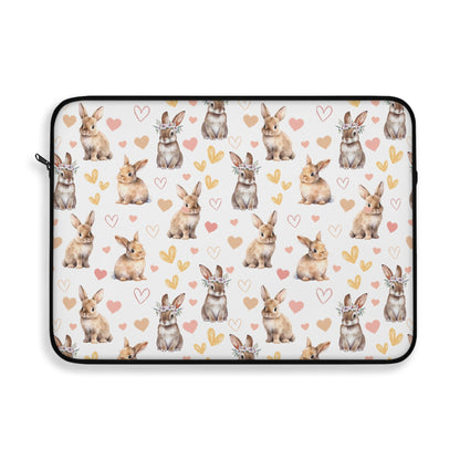 Bunny Love Laptop Sleeve Cute Floral Rabbits Laptop Pouch Summer Bunnies Laptop Bag Laptop Case Spring Animals Laptop Protector Cute Tablet Sleeve Pretty Tablet Case Adorable Tablet Pouch - Laptop Sleeve - Kristine Celestine