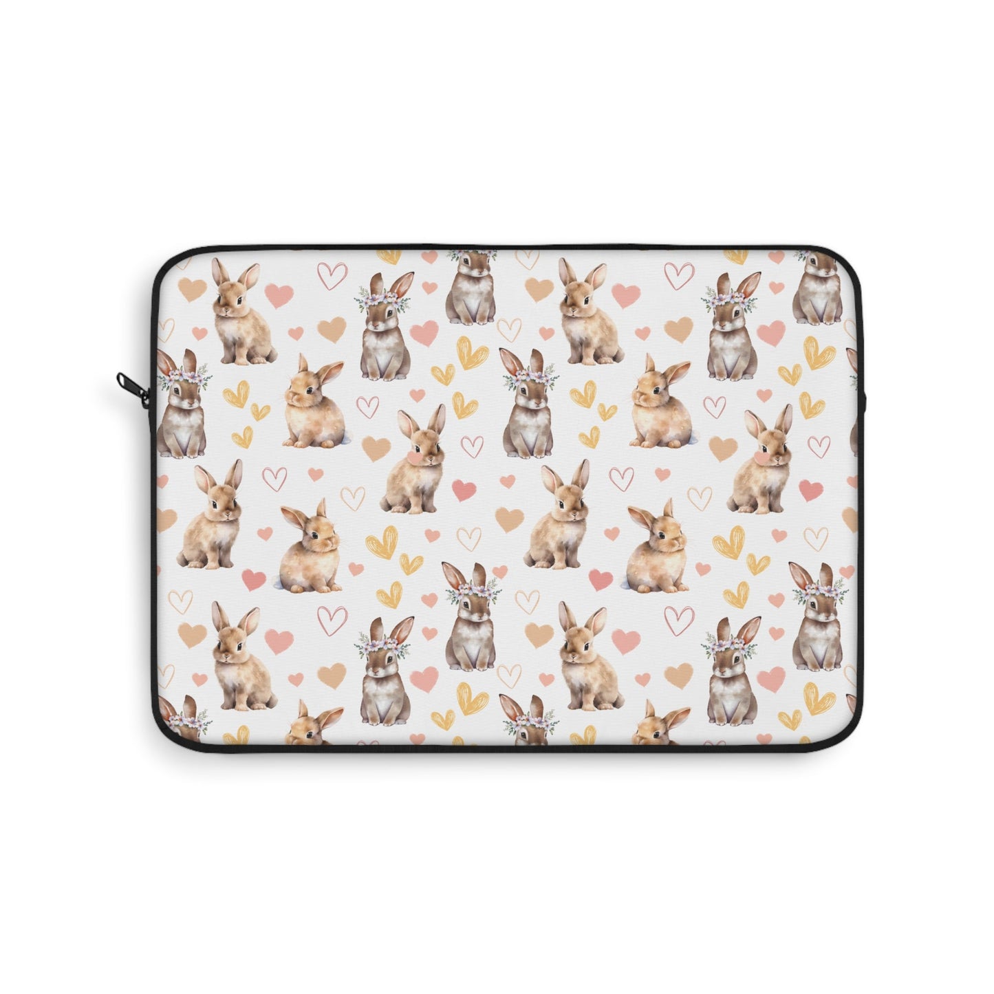 Bunny Love Laptop Sleeve Cute Floral Rabbits Laptop Pouch Summer Bunnies Laptop Bag Laptop Case Spring Animals Laptop Protector Cute Tablet Sleeve Pretty Tablet Case Adorable Tablet Pouch - Laptop Sleeve - Kristine Celestine