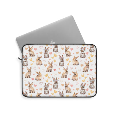 Bunny Love Laptop Sleeve Cute Floral Rabbits Laptop Pouch Summer Bunnies Laptop Bag Laptop Case Spring Animals Laptop Protector Cute Tablet Sleeve Pretty Tablet Case Adorable Tablet Pouch - Laptop Sleeve - Kristine Celestine