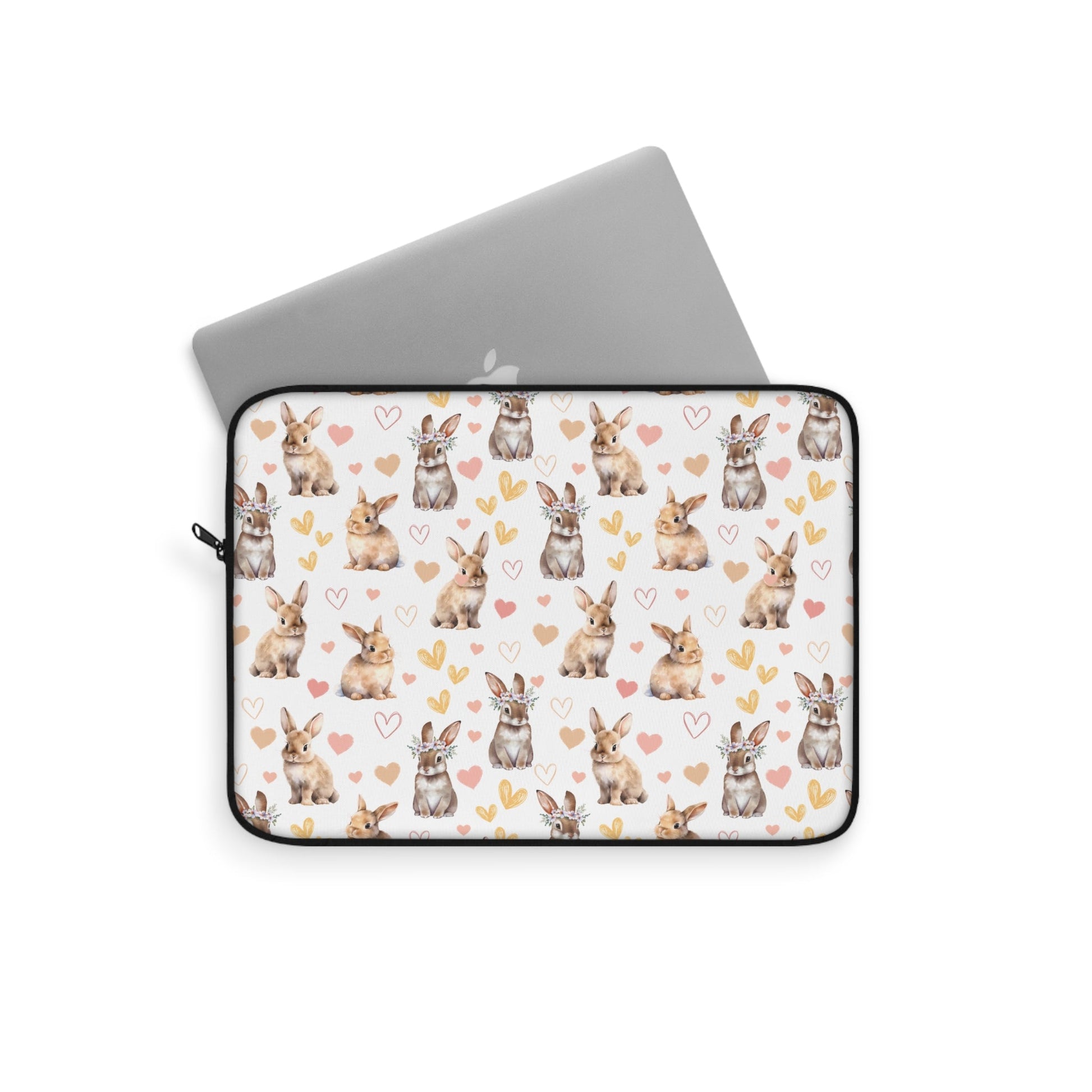 Bunny Love Laptop Sleeve Cute Floral Rabbits Laptop Pouch Summer Bunnies Laptop Bag Laptop Case Spring Animals Laptop Protector Cute Tablet Sleeve Pretty Tablet Case Adorable Tablet Pouch - Laptop Sleeve - Kristine Celestine