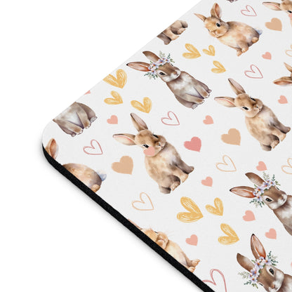 Bunny Love Mousepad Adorable Spring Rabbits Desk Mat Flower Crown Bunnies Mat - Home Decor - Kristine Celestine