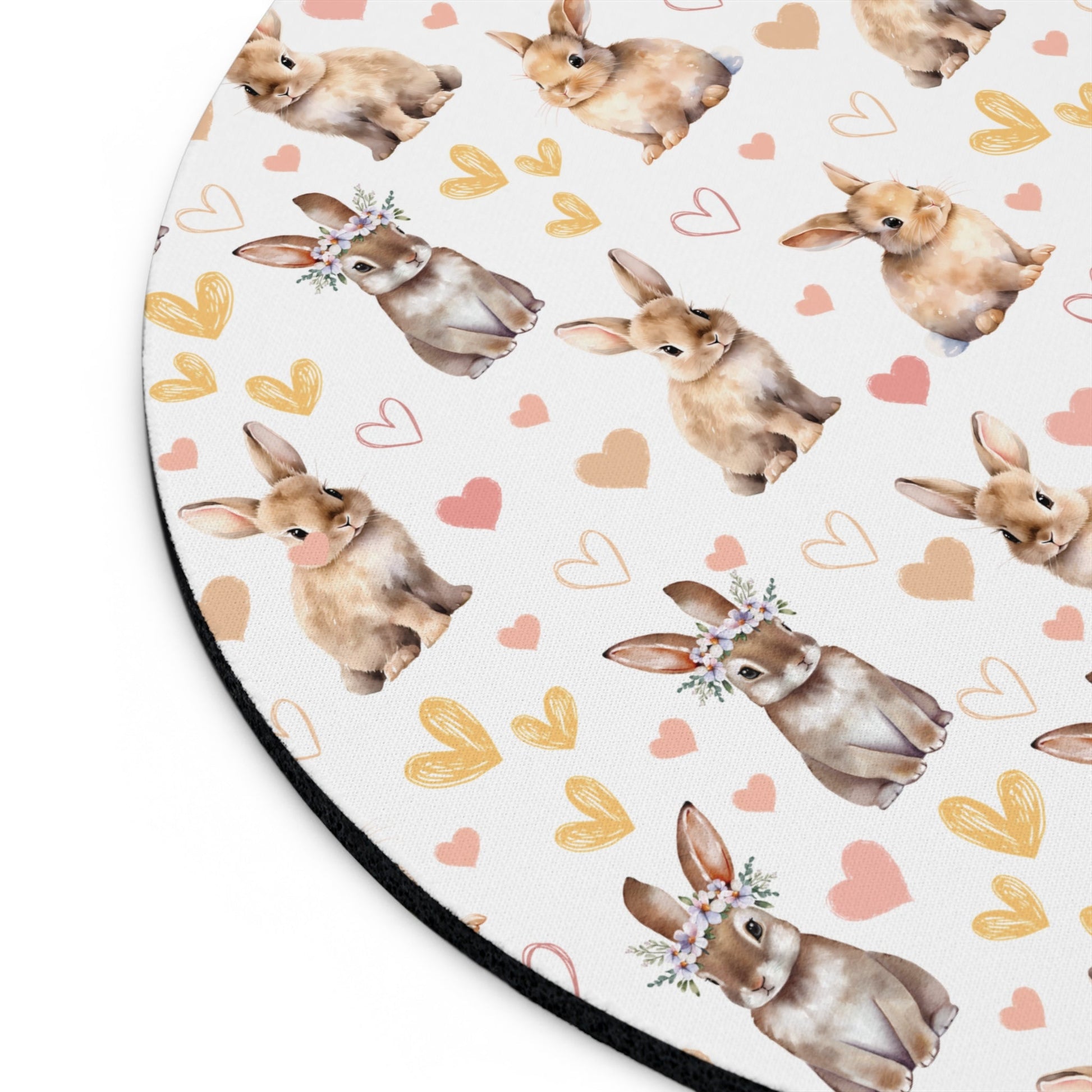 Bunny Love Mousepad Adorable Spring Rabbits Desk Mat Flower Crown Bunnies Mat - Home Decor - Kristine Celestine