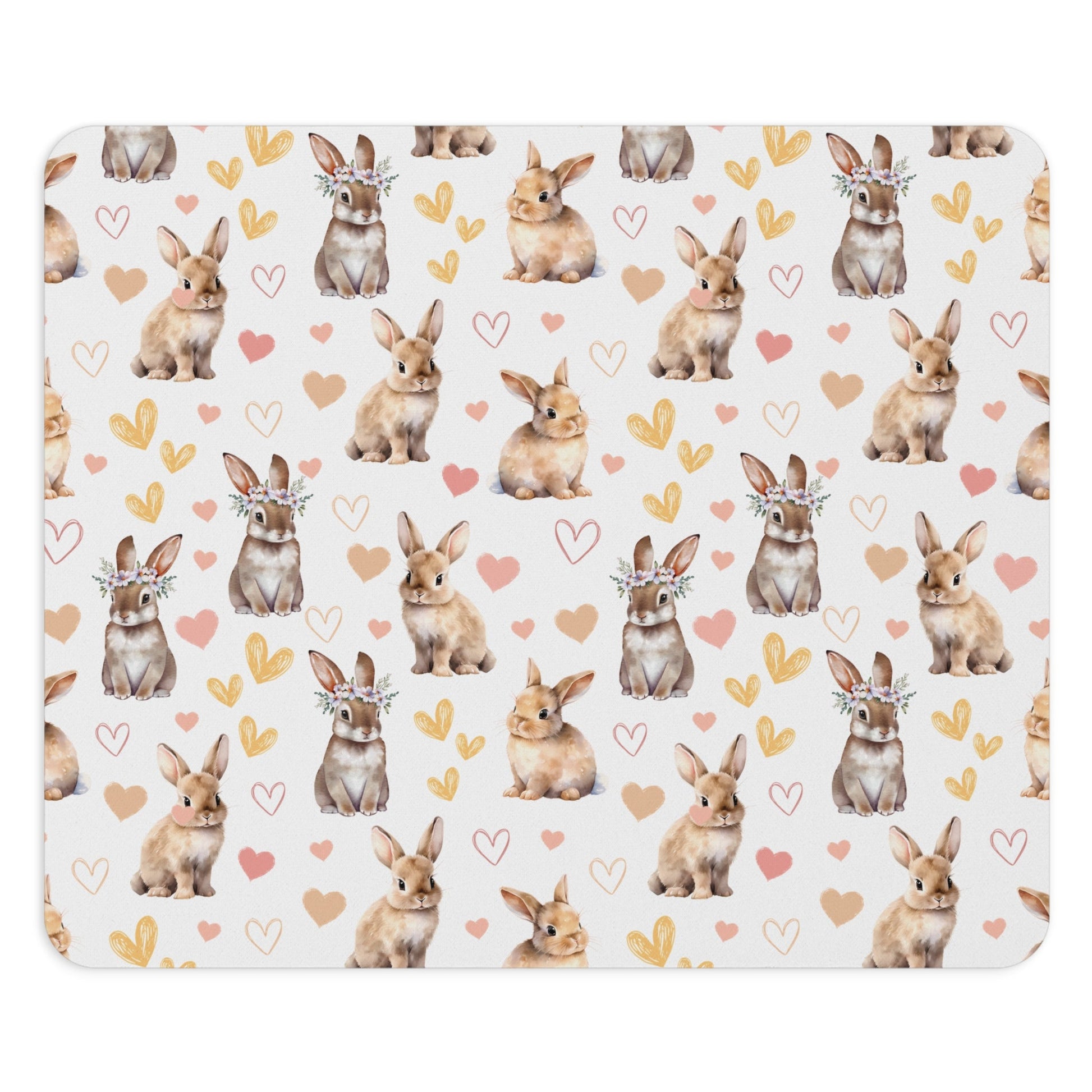 Bunny Love Mousepad Adorable Spring Rabbits Desk Mat Flower Crown Bunnies Mat - Home Decor - Kristine Celestine