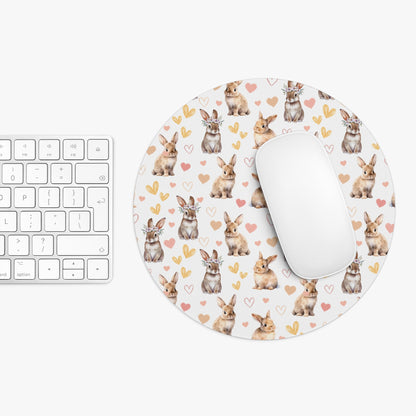 Bunny Love Mousepad Adorable Spring Rabbits Desk Mat Flower Crown Bunnies Mat - Home Decor - Kristine Celestine