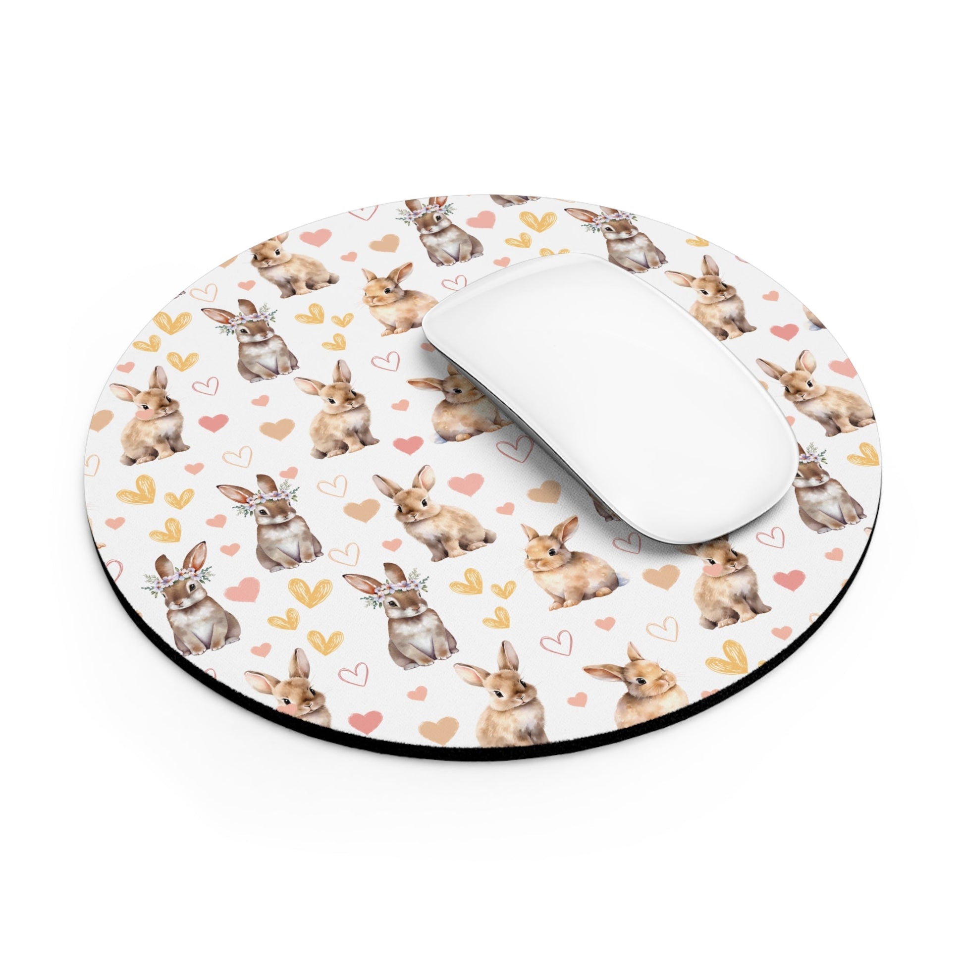 Bunny Love Mousepad Adorable Spring Rabbits Desk Mat Flower Crown Bunnies Mat - Home Decor - Kristine Celestine