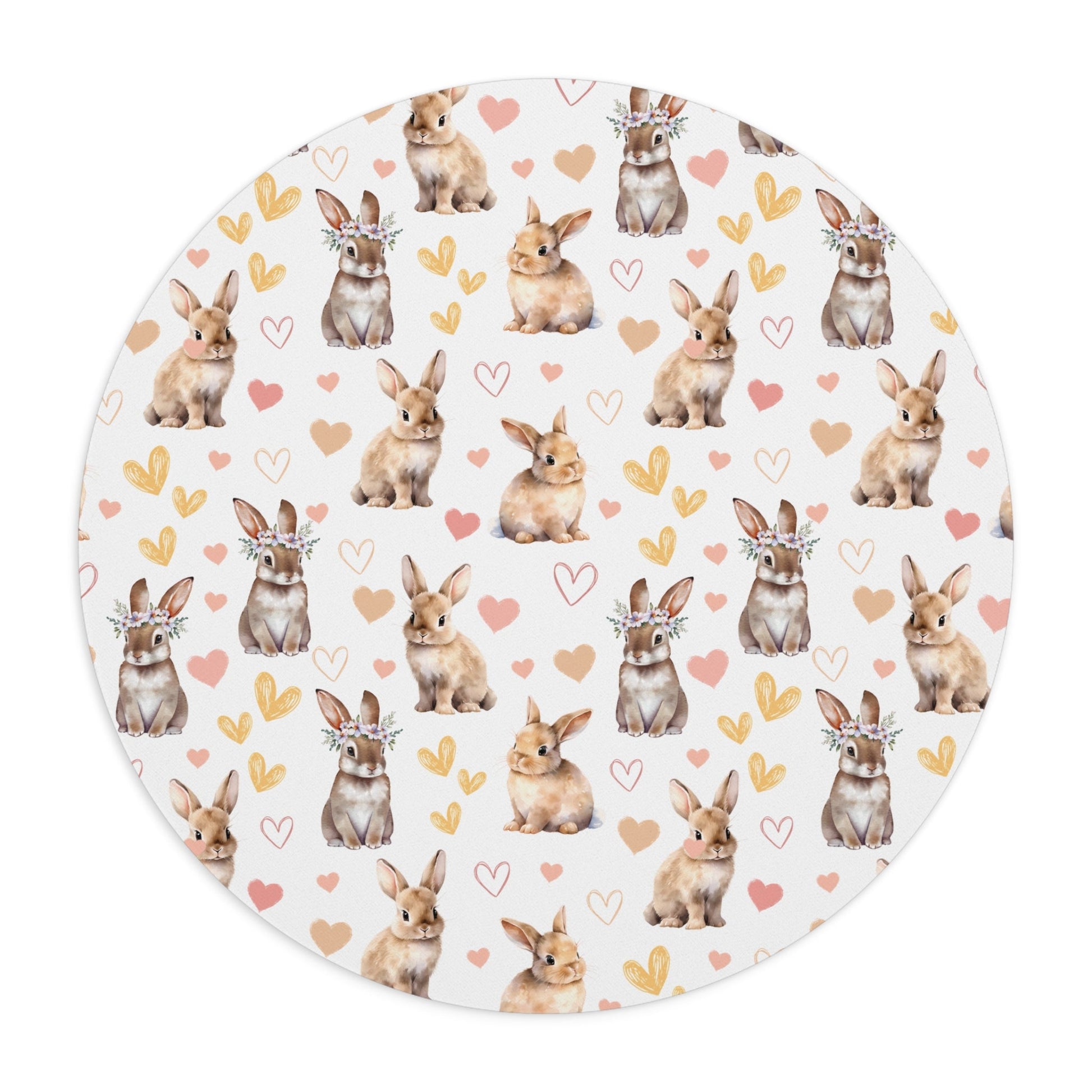 Bunny Love Mousepad Adorable Spring Rabbits Desk Mat Flower Crown Bunnies Mat - Home Decor - Kristine Celestine