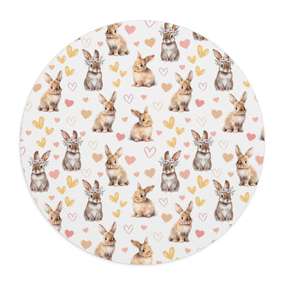 Bunny Love Mousepad Adorable Spring Rabbits Desk Mat Flower Crown Bunnies Mat - Home Decor - Kristine Celestine