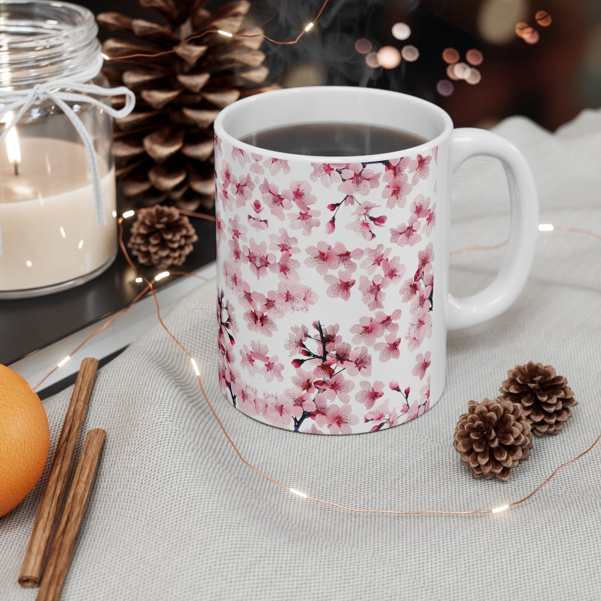 Pink Flower Blossoms and Buds Mug (v5) - Mug - Kristine Celestine