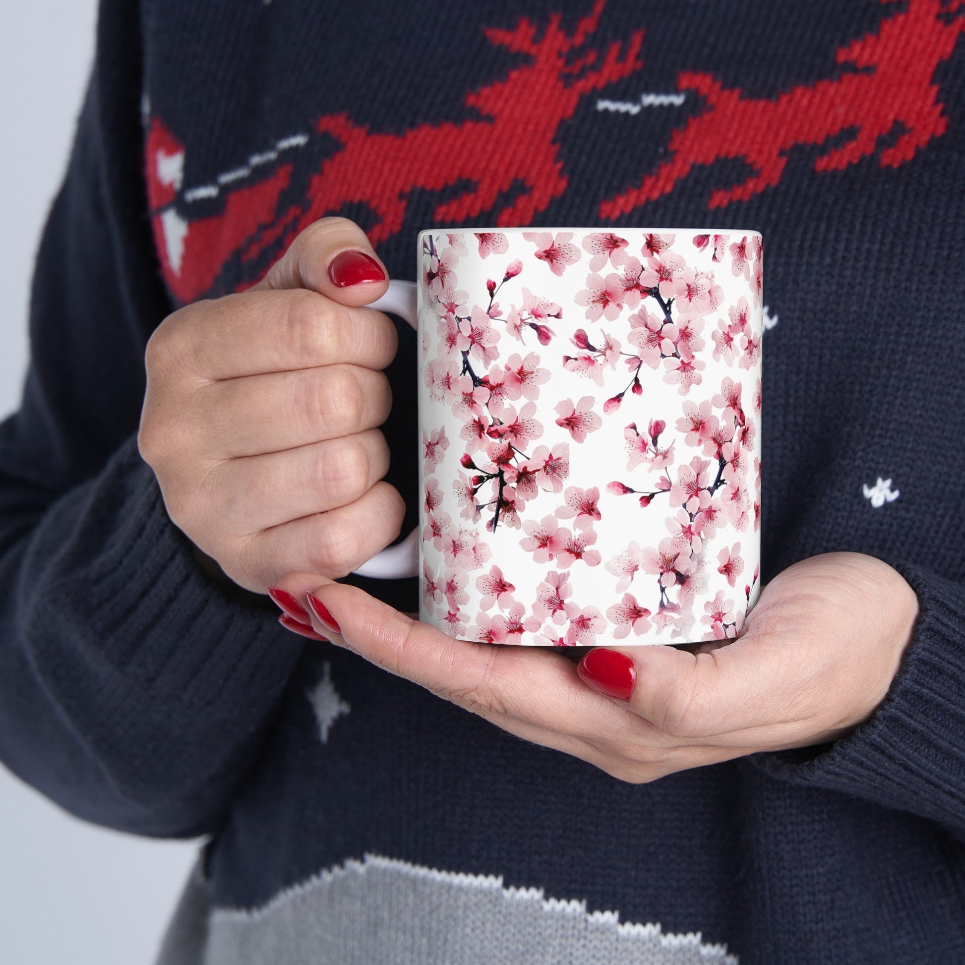 Pink Flower Blossoms and Buds Mug (v5) - Mug - Kristine Celestine