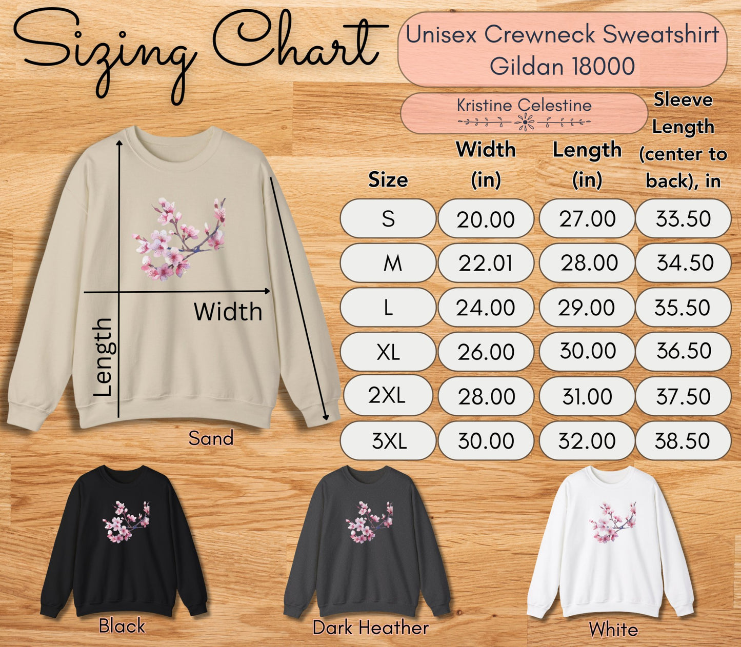 Pink Cherry Blossom Crewneck Sweatshirt (vL) - Sweatshirt - Kristine Celestine