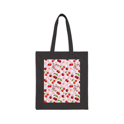 Cherry Checkerboard Cotton Canvas Tote Bag - Bags - Kristine Celestine