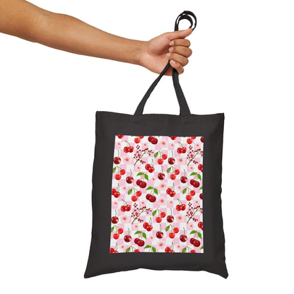 Cherry Checkerboard Cotton Canvas Tote Bag - Bags - Kristine Celestine