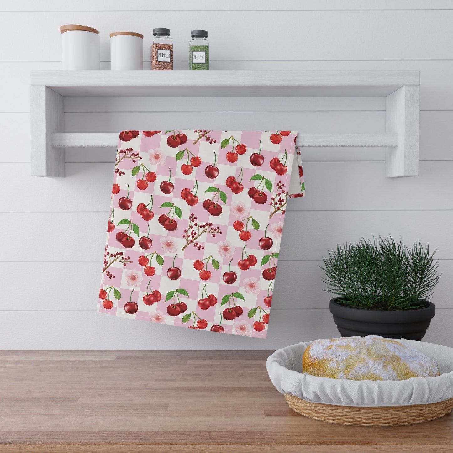 Cherry Checkerboard Kitchen Towel - Kitchen Towel - Kristine Celestine