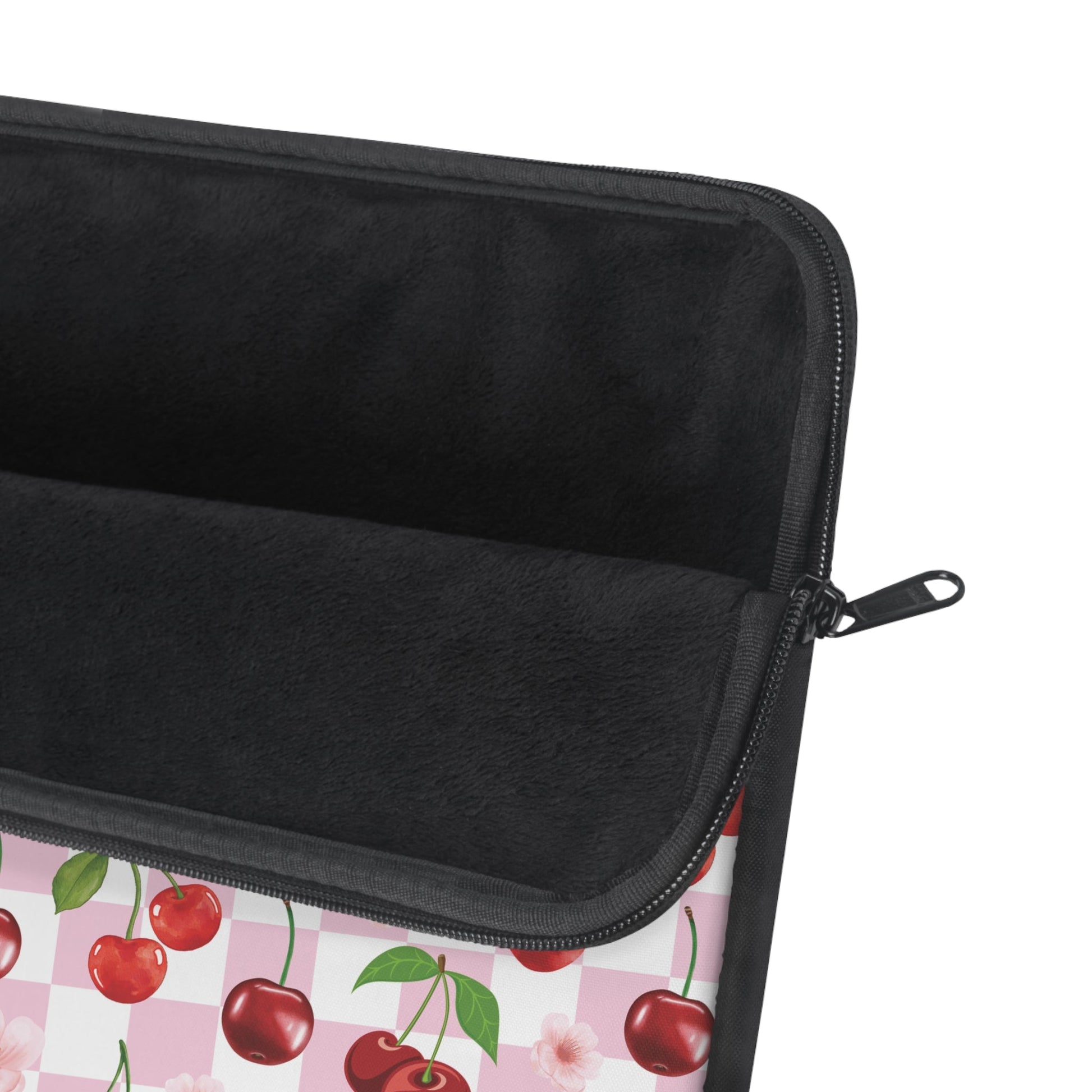 Cherry Checkerboard Laptop Sleeve Cute Red Cherries Laptop Pouch Pink Summer Laptop Bag Checkerboard Laptop Case Spring Laptop Protector Cute Tablet Sleeve Pretty Tablet Case Adorable Tablet Pouch - Laptop Sleeve - Kristine Celestine