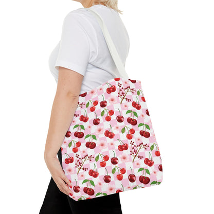 Cherry Checkerboard Tote Bag - Bags - Kristine Celestine