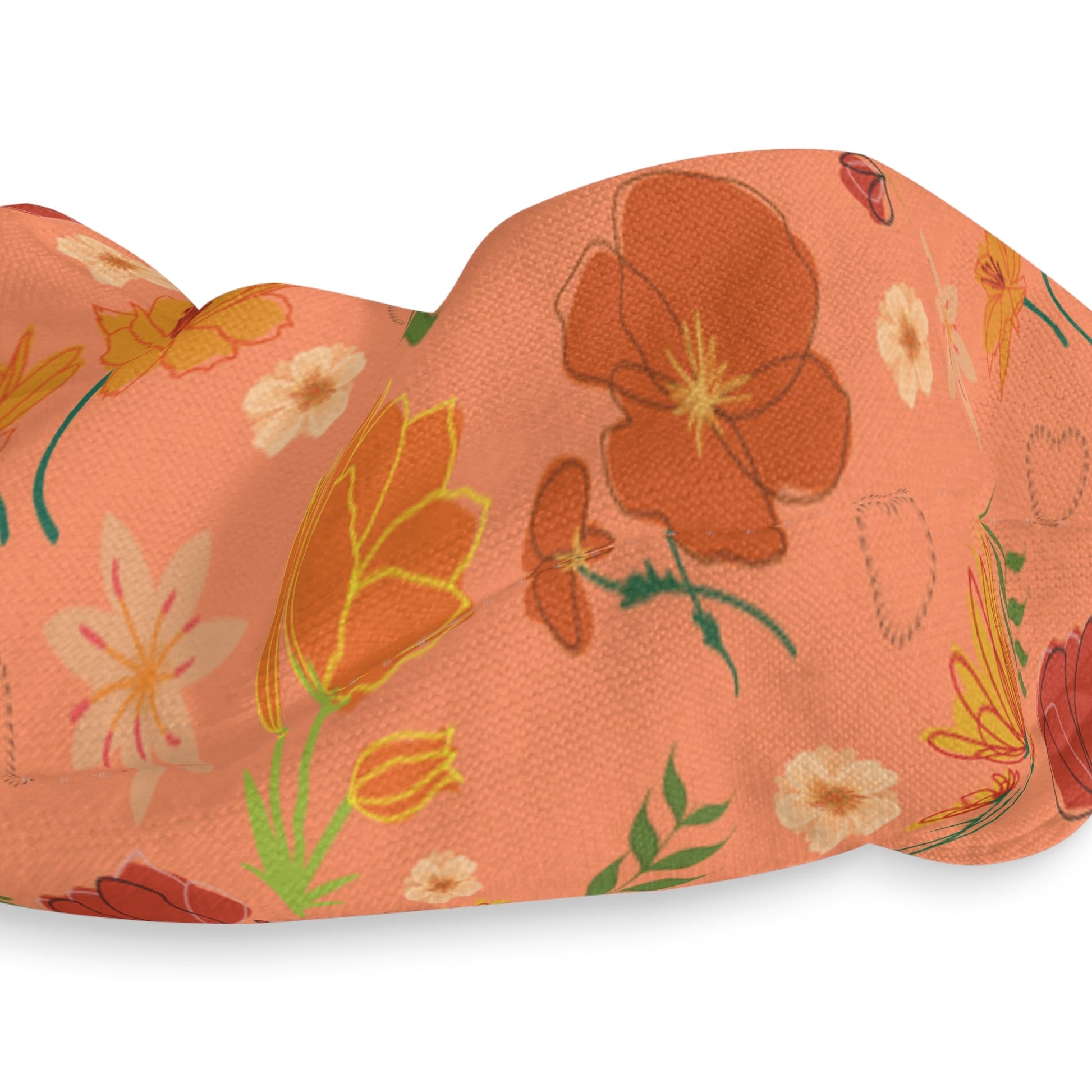 Coral Peach Meadow Scrunchie - Hair Accessories - Kristine Celestine