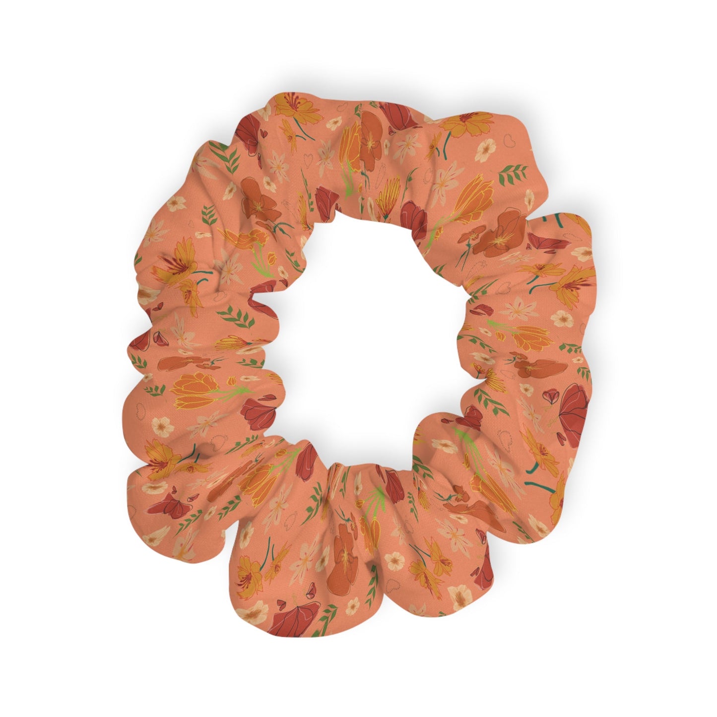 Coral Peach Meadow Scrunchie - Hair Accessories - Kristine Celestine