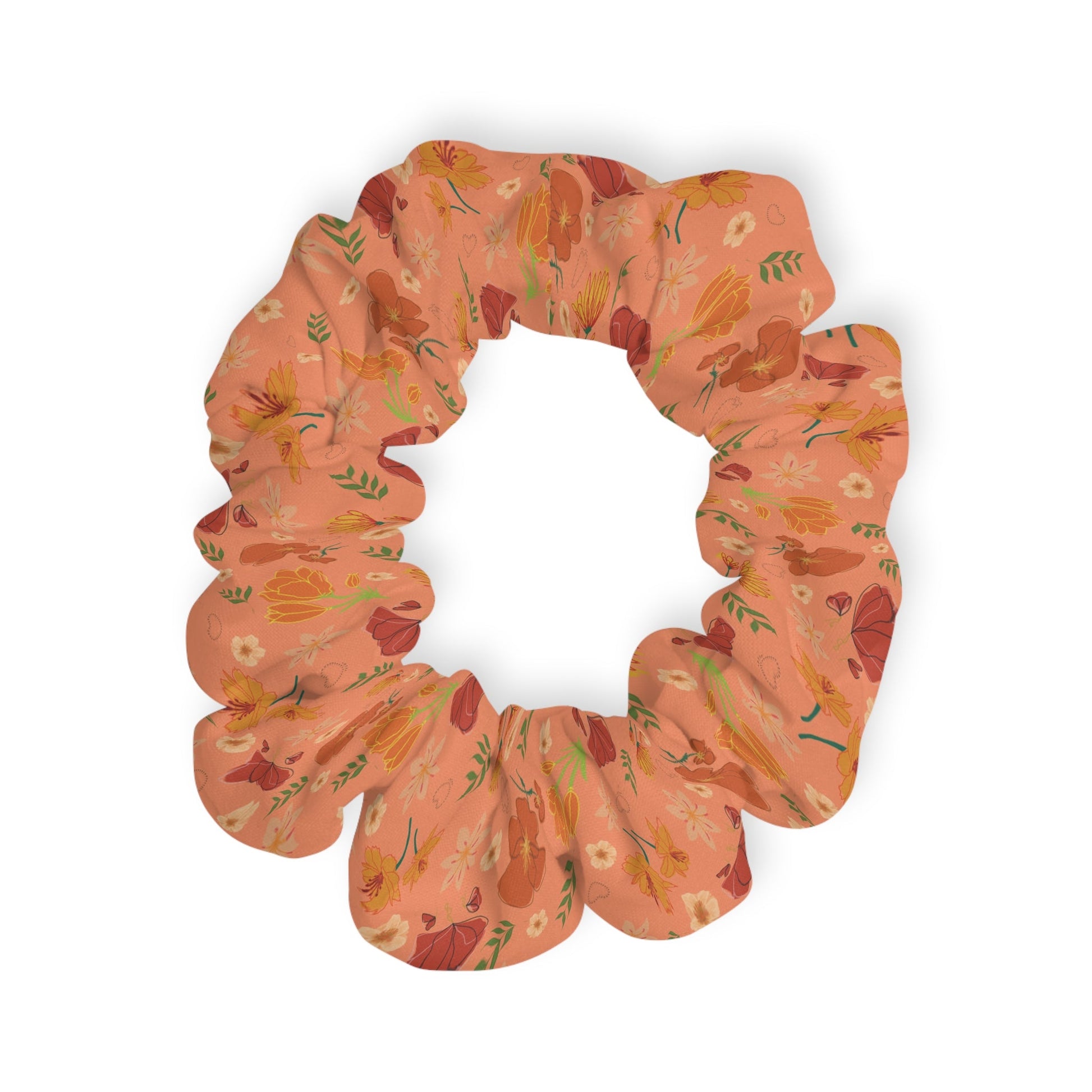 Coral Peach Meadow Scrunchie - Hair Accessories - Kristine Celestine