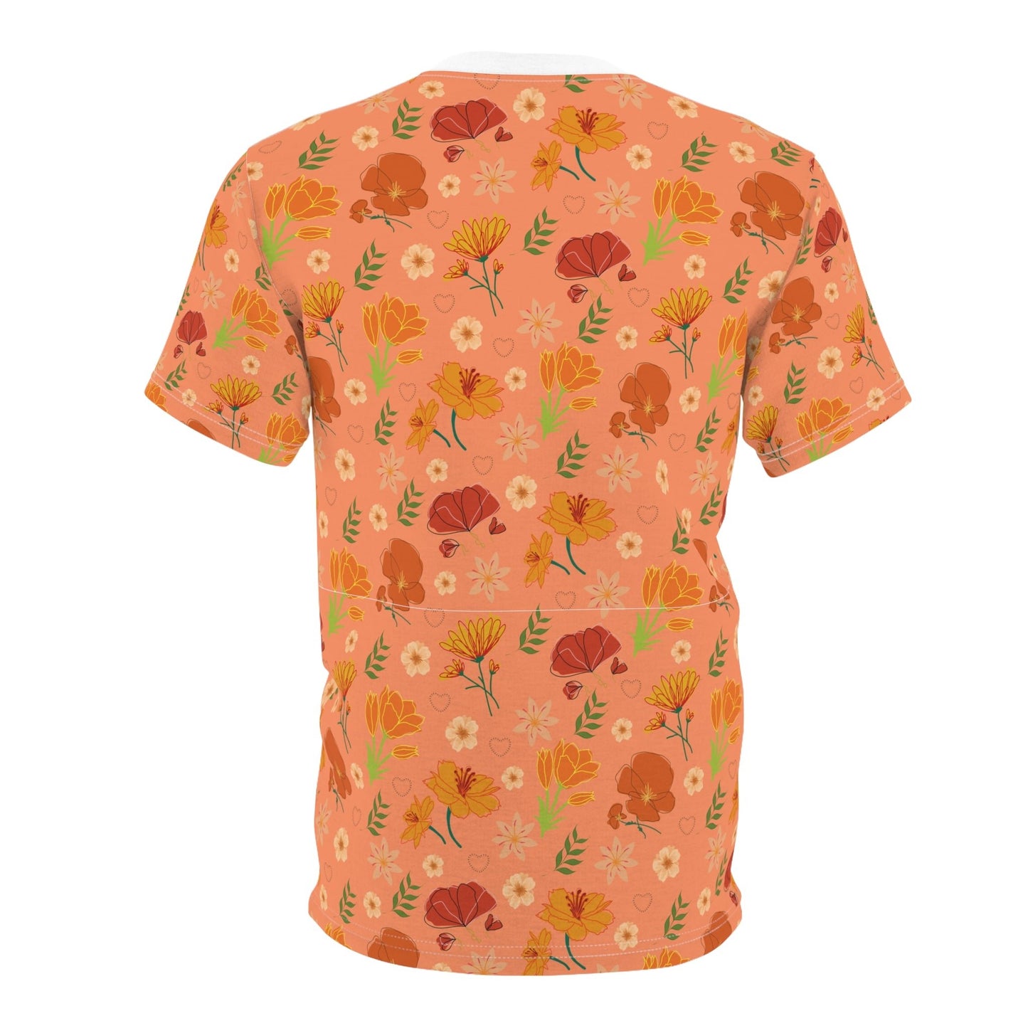 Coral Peach Meadow Patterned T - Shirt - T - Shirt - Kristine Celestine