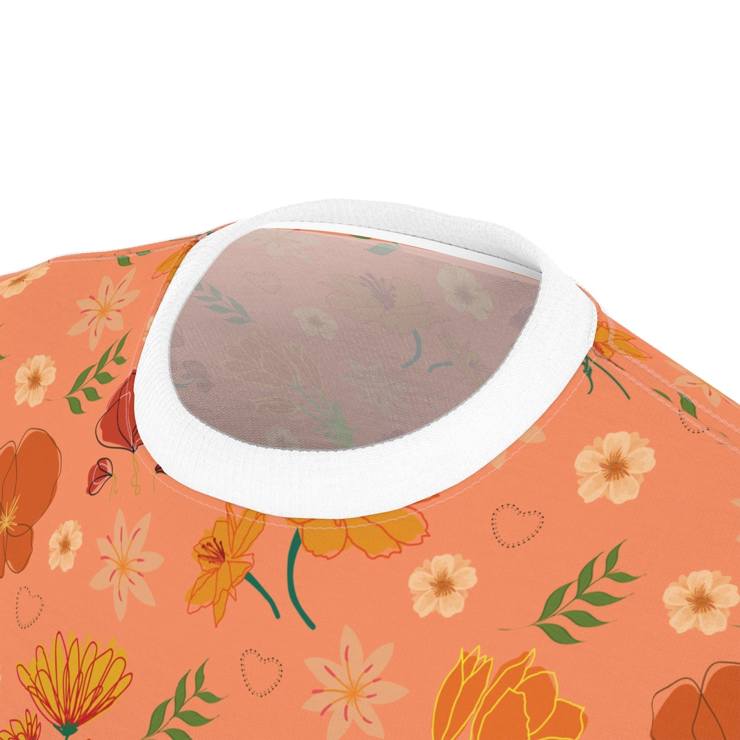 Coral Peach Meadow Patterned T - Shirt - T - Shirt - Kristine Celestine