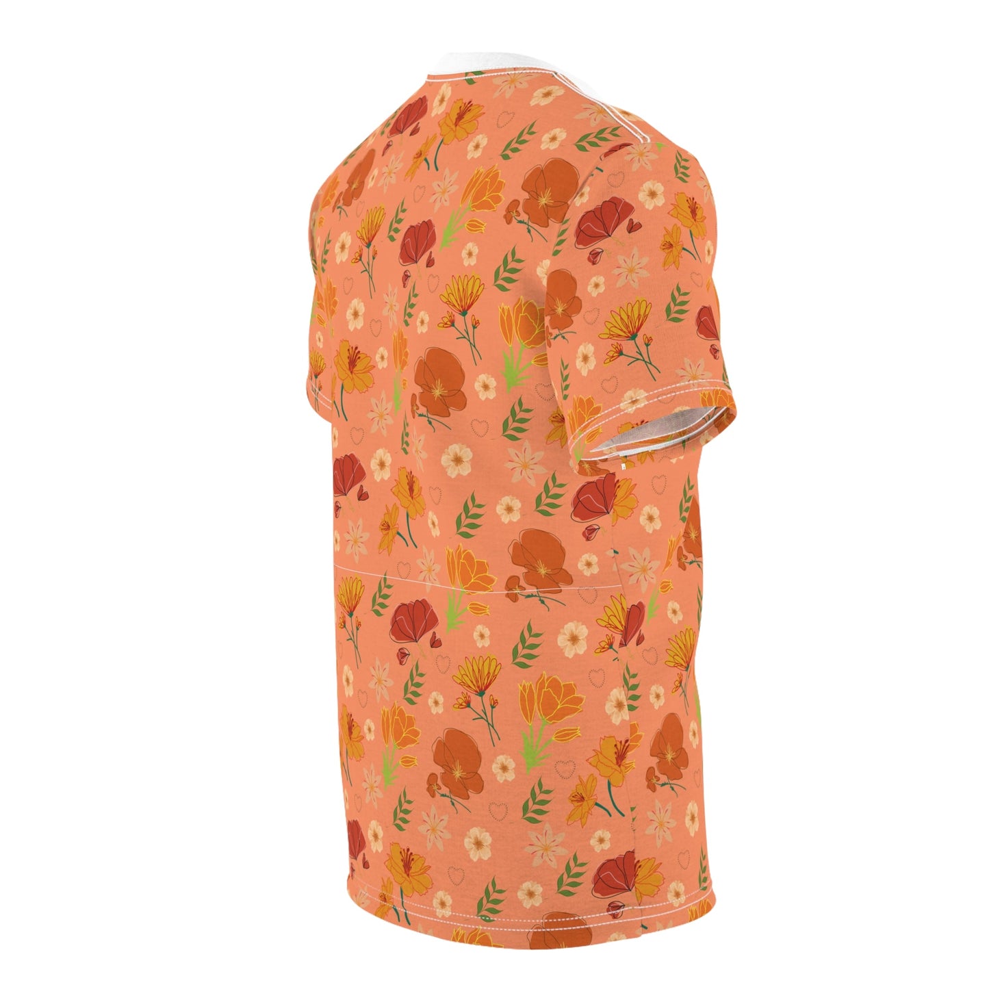 Coral Peach Meadow Patterned T - Shirt - T - Shirt - Kristine Celestine