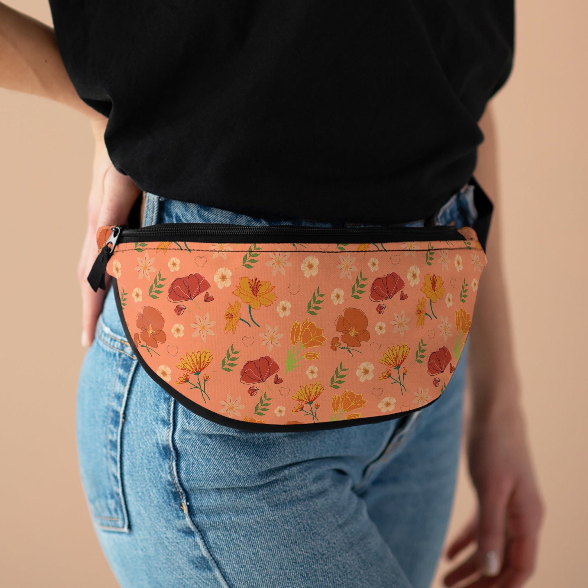 Coral Peach Meadows Fanny Pack Belt Bag Fanny Bag Waist Pack Bum Bag - Bags - Kristine Celestine