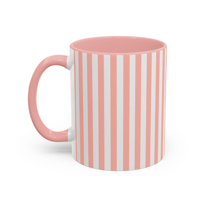 Coral Pink Stripes Accent Mug - Mug - Kristine Celestine