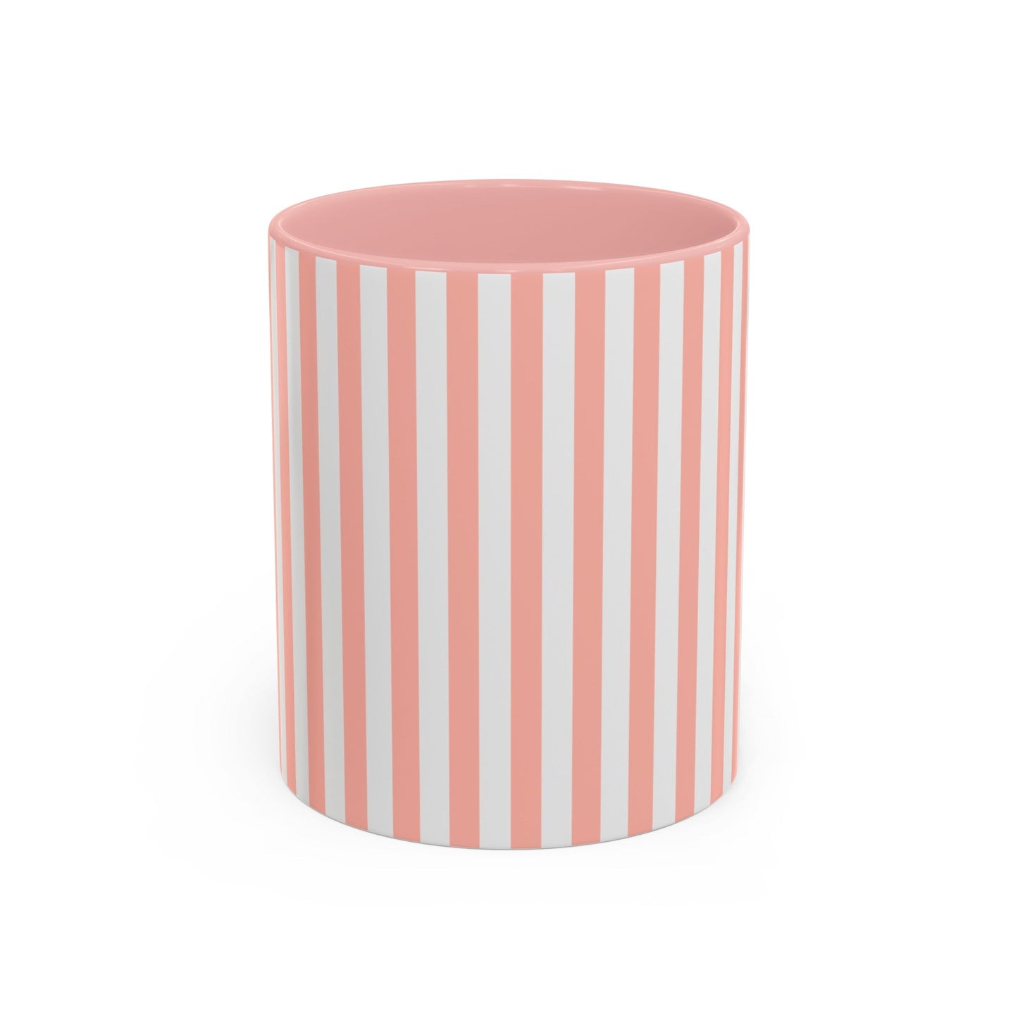 Coral Pink Stripes Accent Mug - Mug - Kristine Celestine