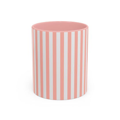 Coral Pink Stripes Accent Mug - Mug - Kristine Celestine